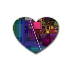 Jewel City, Radiant Rainbow Abstract Urban Rubber Coaster (heart)  by DianeClancy