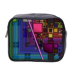 Jewel City, Radiant Rainbow Abstract Urban Mini Toiletries Bag 2-side by DianeClancy