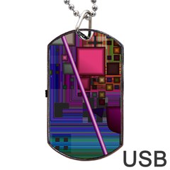 Jewel City, Radiant Rainbow Abstract Urban Dog Tag Usb Flash (one Side) by DianeClancy