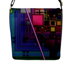 Jewel City, Radiant Rainbow Abstract Urban Flap Messenger Bag (l)  by DianeClancy