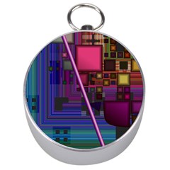 Jewel City, Radiant Rainbow Abstract Urban Silver Compasses by DianeClancy