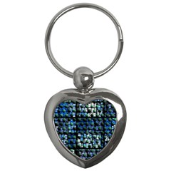 Looking Out At Night, Abstract Venture Adventure (venture Night Ii) Key Chains (heart)  by DianeClancy