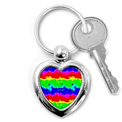 Colorful Digital Abstract  Key Chains (heart)  by dflcprints