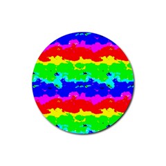 Colorful Digital Abstract  Rubber Coaster (round)  by dflcprints