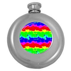 Colorful Digital Abstract  Round Hip Flask (5 Oz) by dflcprints