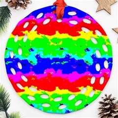 Colorful Digital Abstract  Round Filigree Ornament (2side)