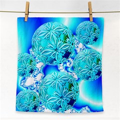 Blue Ice Crystals, Abstract Aqua Azure Cyan Face Towel by DianeClancy