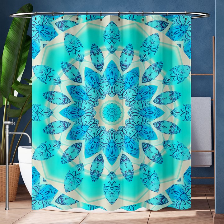 Blue Ice Goddess, Abstract Crystals Of Love Shower Curtain 60  x 72  (Medium) 