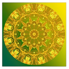 Yellow Green Abstract Wheel Of Fire Large Satin Scarf (square)