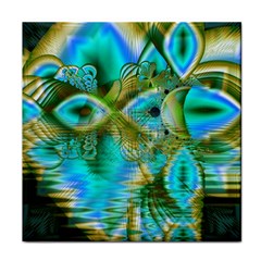 Crystal Gold Peacock, Abstract Mystical Lake Face Towel by DianeClancy