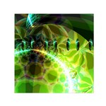 Dawn Of Time, Abstract Lime & Gold Emerge Small Satin Scarf (Square) Front