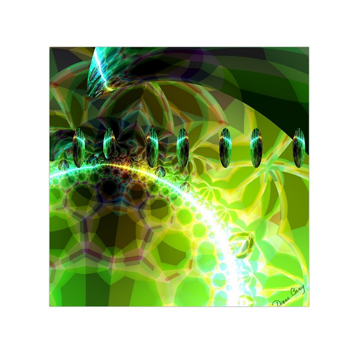 Dawn Of Time, Abstract Lime & Gold Emerge Small Satin Scarf (Square)