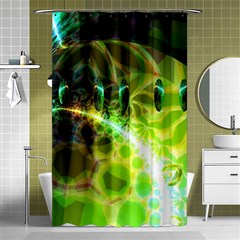 Dawn Of Time, Abstract Lime & Gold Emerge Shower Curtain 48  X 72  (small)  by DianeClancy