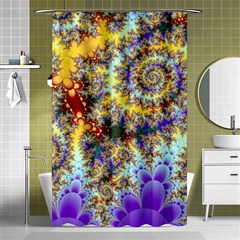 Desert Winds, Abstract Gold Purple Cactus  Shower Curtain 48  X 72  (small) 