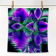 Evening Crystal Primrose, Abstract Night Flowers Face Towel by DianeClancy