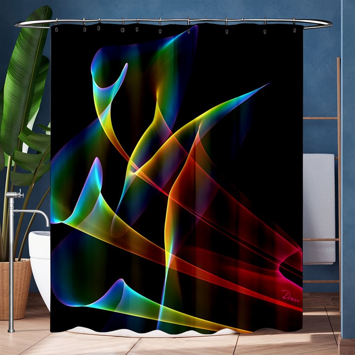 Peacock Symphony, Abstract Rainbow Music Shower Curtain 60  x 72  (Medium) 