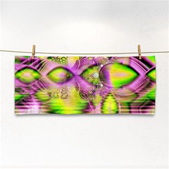 Raspberry Lime Mystical Magical Lake, Abstract  Hand Towel by DianeClancy