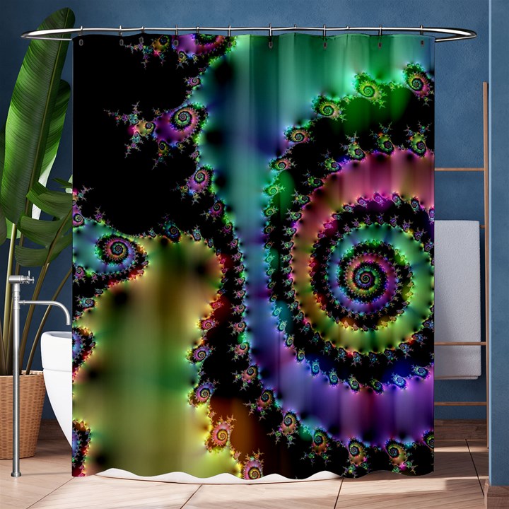 Satin Rainbow, Spiral Curves Through the Cosmos Shower Curtain 60  x 72  (Medium) 