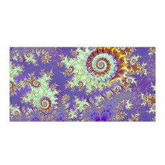 Sea Shell Spiral, Abstract Violet Cyan Stars Satin Wrap by DianeClancy