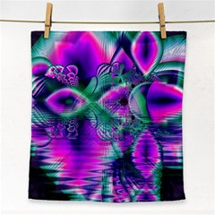  Teal Violet Crystal Palace, Abstract Cosmic Heart Face Towel by DianeClancy