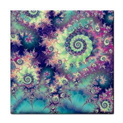 Violet Teal Sea Shells, Abstract Underwater Forest (purple Sea Horse, Abstract Ocean Waves  Face Towel by DianeClancy