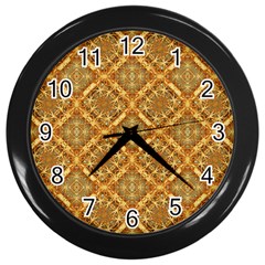 Luxury Check Ornate Pattern Wall Clocks (black) by dflcprints