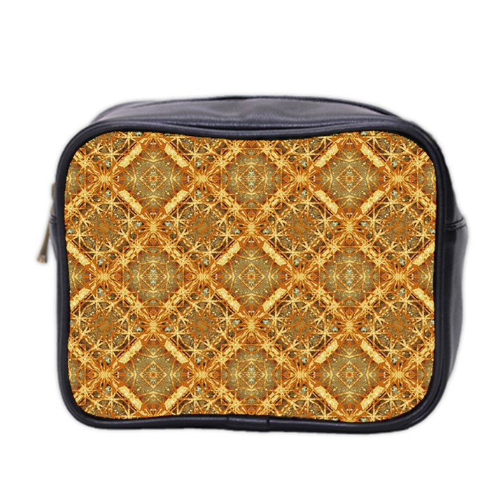 Luxury Check Ornate Pattern Mini Toiletries Bag 2-Side