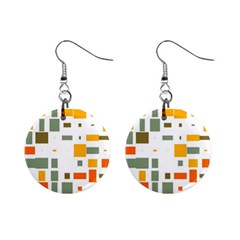 Rectangles And Squares In Retro Colors  			1  Button Earrings by LalyLauraFLM