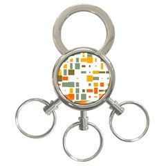 Rectangles And Squares In Retro Colors  			3-ring Key Chain by LalyLauraFLM