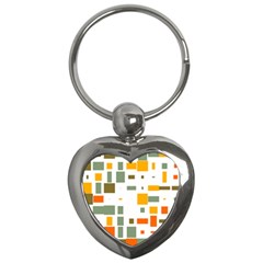 Rectangles And Squares In Retro Colors  			key Chain (heart) by LalyLauraFLM