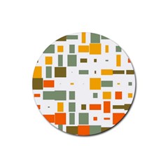 Rectangles And Squares In Retro Colors  			rubber Round Coaster (4 Pack) by LalyLauraFLM