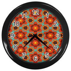 Stars Pattern   			wall Clock (black) by LalyLauraFLM