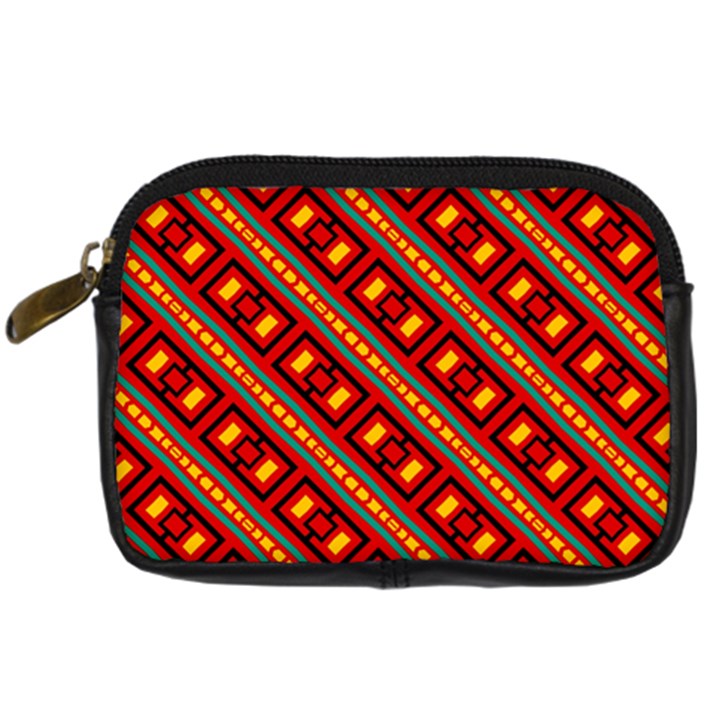 Distorted stripes and rectangles pattern      	Digital Camera Leather Case