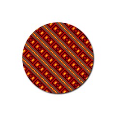 Distorted Stripes And Rectangles Pattern      			rubber Round Coaster (4 Pack) by LalyLauraFLM