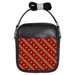 Distorted Stripes And Rectangles Pattern      			girls Sling Bag by LalyLauraFLM