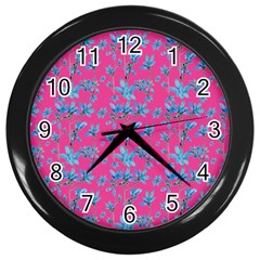 Floral Collage Revival Wall Clocks (black) by dflcprints