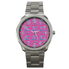 Floral Collage Revival Sport Metal Watch by dflcprints