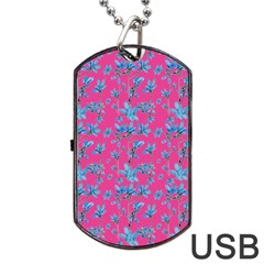 Floral Collage Revival Dog Tag Usb Flash (one Side)