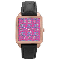 Floral Collage Revival Rose Gold Leather Watch  by dflcprints