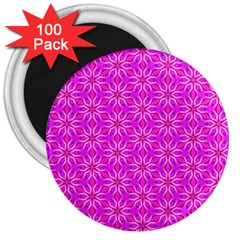 Pink Snowflakes Spinning In Winter 3  Magnets (100 Pack) by DianeClancy