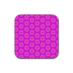 Pink Snowflakes Spinning In Winter Rubber Coaster (square)  by DianeClancy