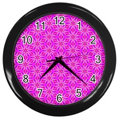 Pink Snowflakes Spinning In Winter Wall Clocks (black) by DianeClancy