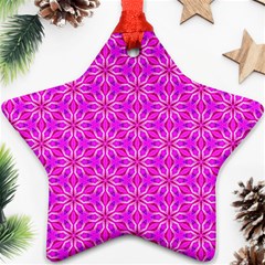 Pink Snowflakes Spinning In Winter Star Ornament (two Sides)  by DianeClancy