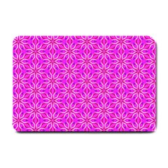 Pink Snowflakes Spinning In Winter Small Doormat  by DianeClancy