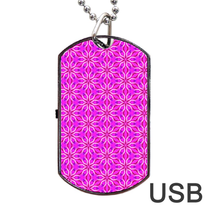 Pink Snowflakes Spinning In Winter Dog Tag USB Flash (Two Sides) 