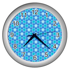 Aqua Hawaiian Stars Under A Night Sky Dance Wall Clocks (silver)  by DianeClancy