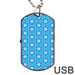 Aqua Hawaiian Stars Under A Night Sky Dance Dog Tag Usb Flash (one Side) by DianeClancy