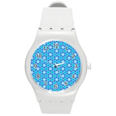 Aqua Hawaiian Stars Under A Night Sky Dance Round Plastic Sport Watch (m) by DianeClancy