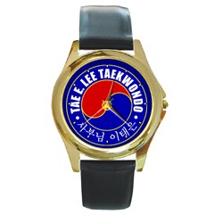 Taeeleewatch-gold Round Leather Watch (gold Rim)  by BankStreet