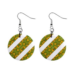 Indian Floral Pattern Stripes Mini Button Earrings by dflcprints